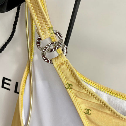 CC BIKINI SWIMSUIT SET IN YELLOW AND GREEN LOGO 593033