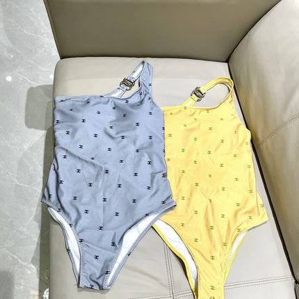 CC BIKINI SWIMSUIT SET IN YELLOW AND GREEN LOGO 593033