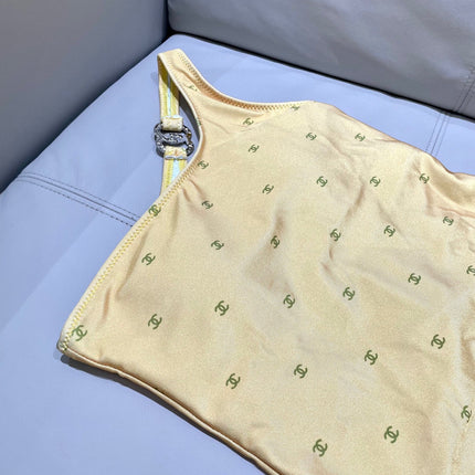 CC BIKINI SWIMSUIT SET IN YELLOW AND GREEN LOGO 593033