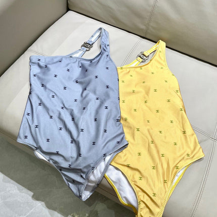 CC BIKINI SWIMSUIT SET IN YELLOW AND GREEN LOGO 593033