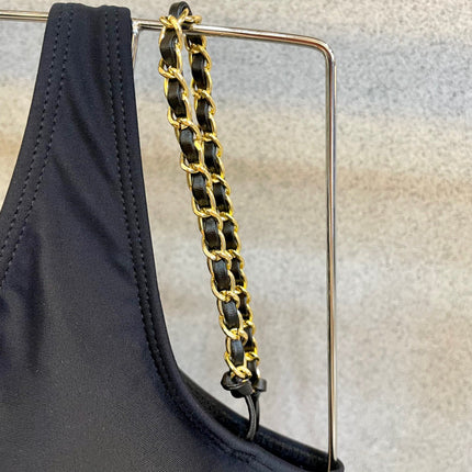 CC BIKINI SWIMSUIT SET IN BLACK AND WHITE LOGO 599123