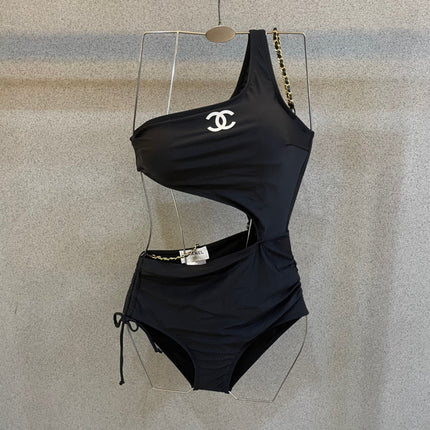CC BIKINI SWIMSUIT SET IN BLACK AND WHITE LOGO 599123