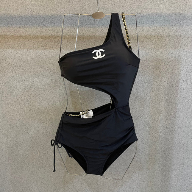 CC BIKINI SWIMSUIT SET IN BLACK AND WHITE LOGO 599123