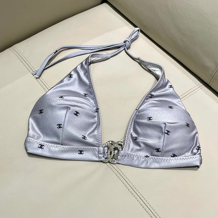 CC BIKINI SWIMSUIT SET IN GREY AND BLACK LOGO 599155