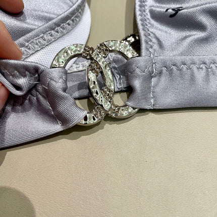 CC BIKINI SWIMSUIT SET IN GREY AND BLACK LOGO 599155