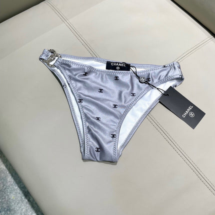 CC BIKINI SWIMSUIT SET IN GREY AND BLACK LOGO 599155