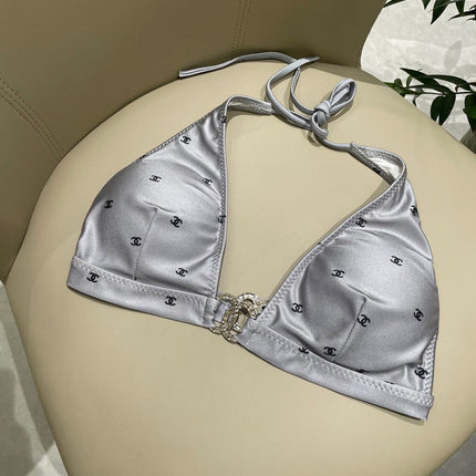 CC BIKINI SWIMSUIT SET IN GREY AND BLACK LOGO 599155