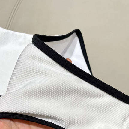 CC BIKINI SWIMSUIT SET IN WHITE AND BLACK TRIM 604254