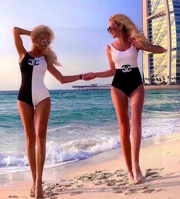 CC BIKINI SWIMSUIT SET IN BLACK AND WHITE 613718