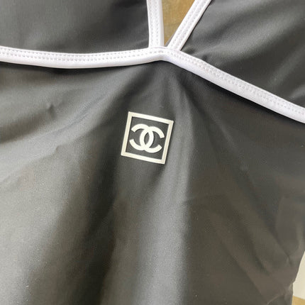 CC BIKINI SWIMSUIT SET IN BLACK AND WHITE TRIM 613725