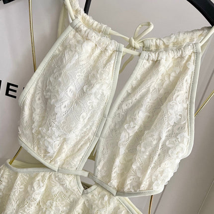 CC BIKINI SWIMSUIT SET IN WHITE LACE FABRIC 613726