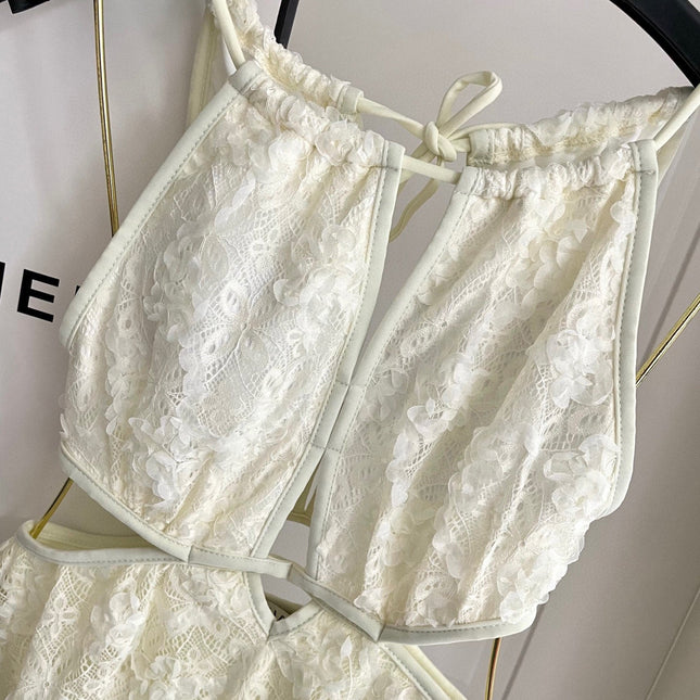 CC BIKINI SWIMSUIT SET IN WHITE LACE FABRIC 613726