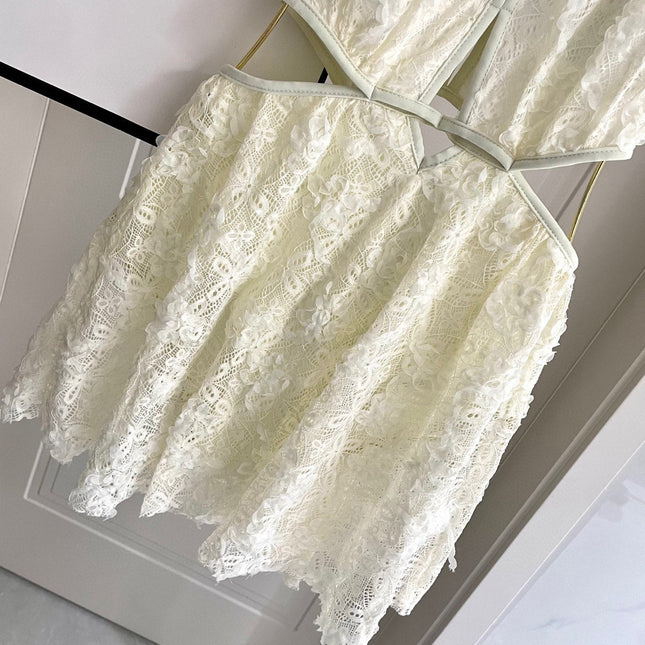 CC BIKINI SWIMSUIT SET IN WHITE LACE FABRIC 613726