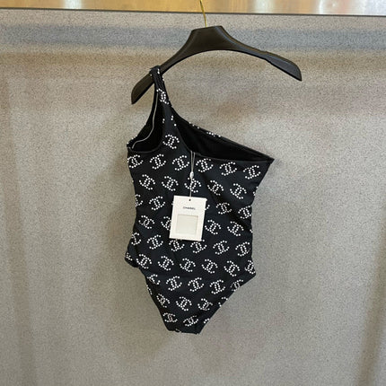 CC BIKINI SWIMSUIT SET IN BLACK AND WHITE LOGO PRINTED 615195