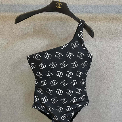 CC BIKINI SWIMSUIT SET IN BLACK AND WHITE LOGO PRINTED 615195