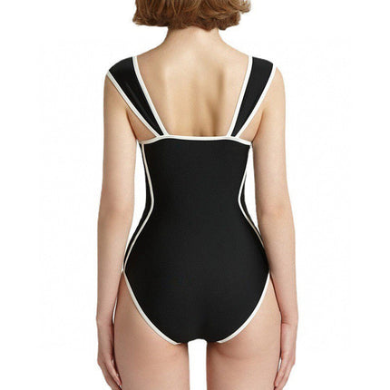 CC BIKINI SWIMSUIT SET IN BLACK AND WHITE TRIM 622172