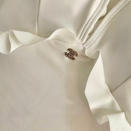 CC BIKINI SWIMSUIT SET WHITE AND RUFFLED TRIM 622179