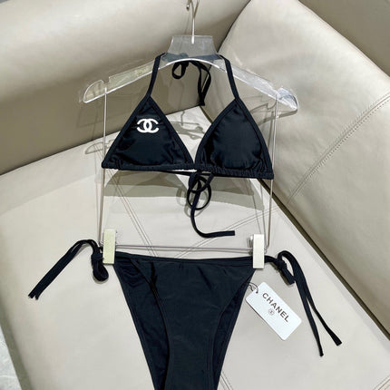 CC BIKINI SWIMSUIT SET IN BLACK EMBROIDERED LOGO 624564