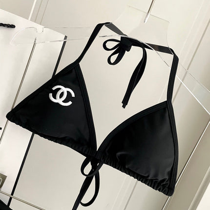 CC BIKINI SWIMSUIT SET IN BLACK EMBROIDERED LOGO 624564