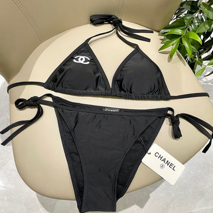 CC BIKINI SWIMSUIT SET IN BLACK EMBROIDERED LOGO 624564