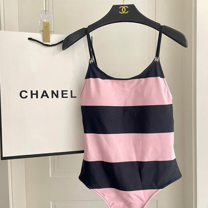 SWIMSUIT IN BLACK AND PINK HORIZONTAL STRIPES 626019