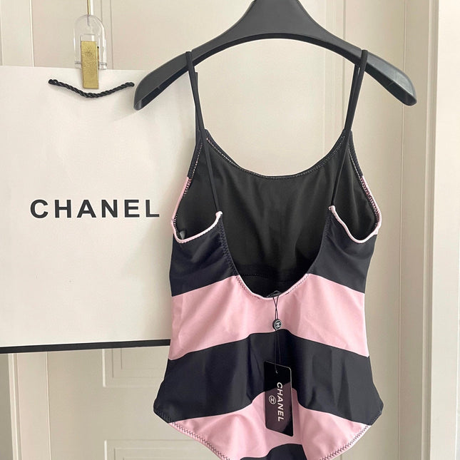 SWIMSUIT IN BLACK AND PINK HORIZONTAL STRIPES 626019