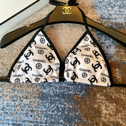 BIKINI SWIMSUIT IN WHITE AND BLACK LOGO PRINTED 627826