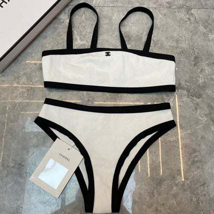 HIGH NECK SWIMSUIT IN WHITE AND BLACK TRIM 627830