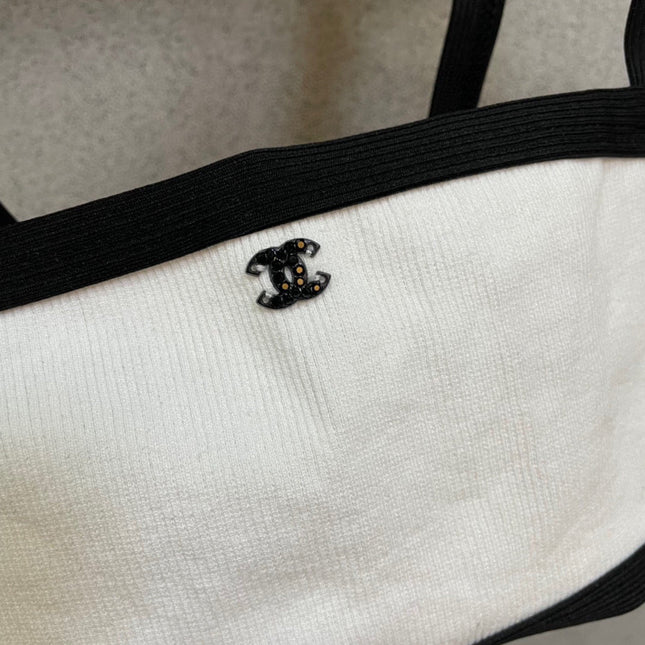 HIGH NECK SWIMSUIT IN WHITE AND BLACK TRIM 627830