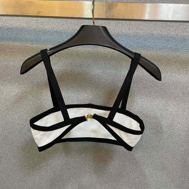 HIGH NECK SWIMSUIT IN WHITE AND BLACK TRIM 627830