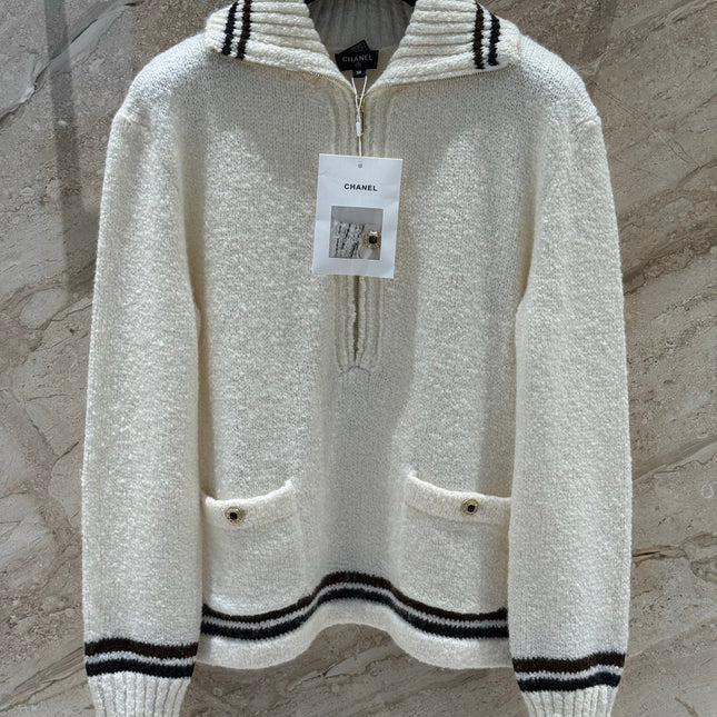 CHANEL 25S CASHMERE HALF-ZIP T-SHIRT 318