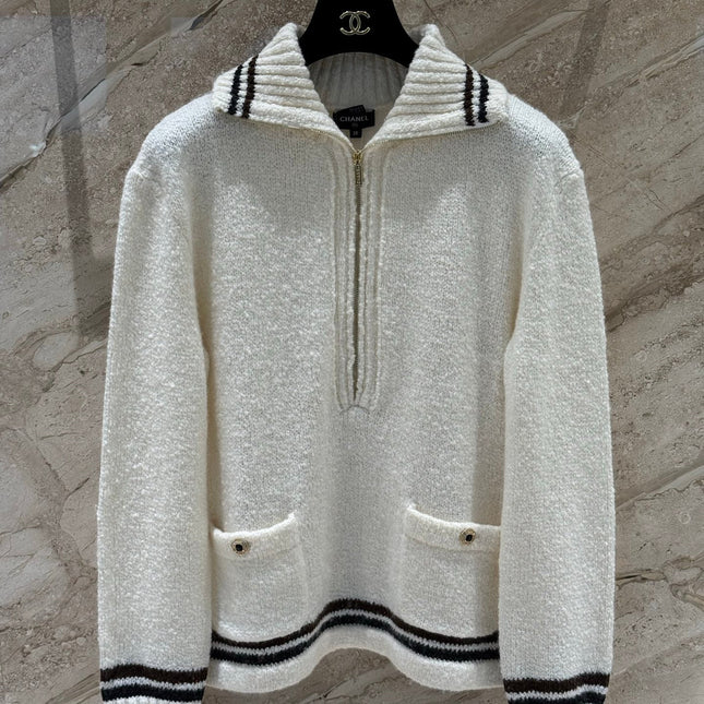 CHANEL 25S CASHMERE HALF-ZIP T-SHIRT 318