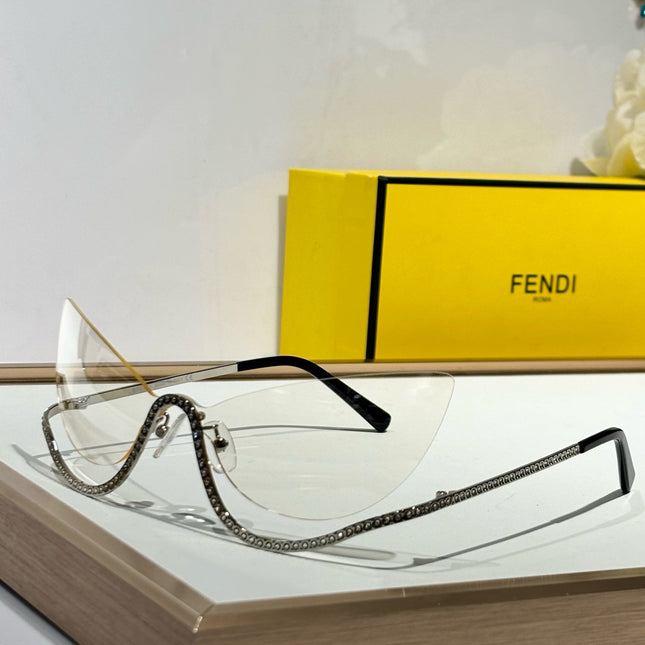 CRYSTAL STUDDED CAT-EYE FRAME SUNGLASSES FE40158 IN METAL