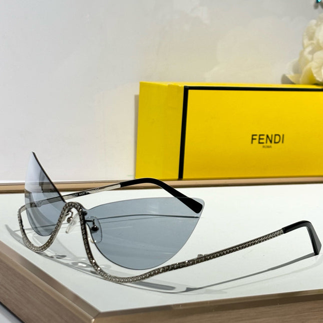 CRYSTAL STUDDED CAT-EYE FRAME SUNGLASSES FE40158 IN METAL