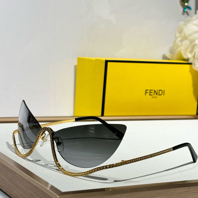 CRYSTAL STUDDED CAT-EYE FRAME SUNGLASSES FE40158 IN METAL