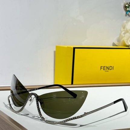 CRYSTAL STUDDED CAT-EYE FRAME SUNGLASSES FE40158 IN METAL