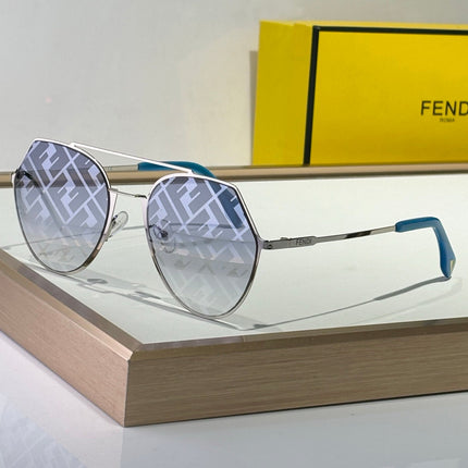 OBLIQUE MASK SKY ROUND FRAME SUNGLASSES FF0329 IN METAL