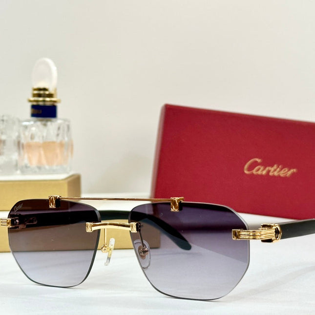 PREMIÈRE GEOMETRIC FRAME SUNGLASSES CT0621S IN METAL AND WOODEN