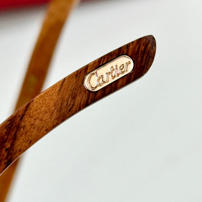 PREMIÈRE GEOMETRIC FRAME SUNGLASSES CT0621S IN METAL AND WOODEN