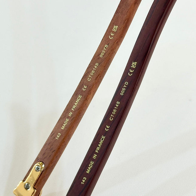 PANTHÈRE RIMLESS RECTANGULAR FRAME SUNGLASSES CT0614S IN METAL AND WOODEN