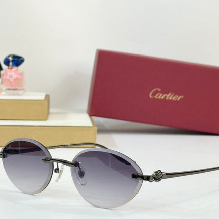 PANTHÈRE RIMLESS ROUND FRAME SUNGLASSES CT0504S IN METAL