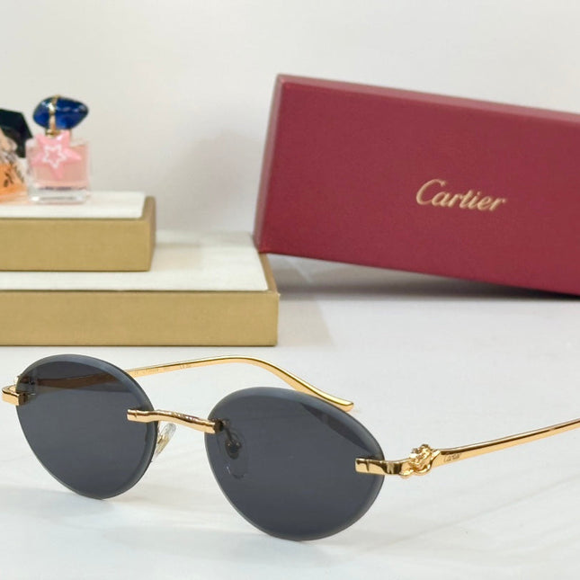 PANTHÈRE RIMLESS ROUND FRAME SUNGLASSES CT0504S IN METAL