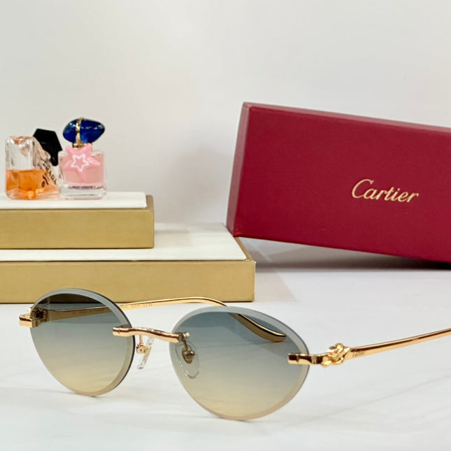 PANTHÈRE RIMLESS ROUND FRAME SUNGLASSES CT0504S IN METAL