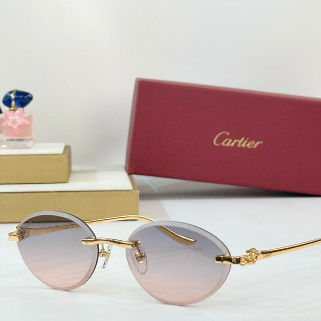 PANTHÈRE RIMLESS ROUND FRAME SUNGLASSES CT0504S IN METAL