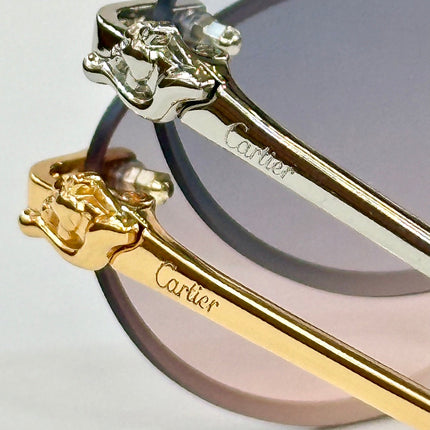 PANTHÈRE RIMLESS ROUND FRAME SUNGLASSES CT0504S IN METAL