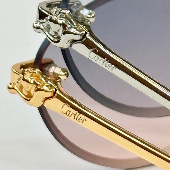 PANTHÈRE RIMLESS ROUND FRAME SUNGLASSES CT0504S IN METAL