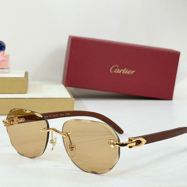 C DE RIMLESS GEOMETRIC FRAME SUNGLASSES 547386 IN METAL AND WOODEN