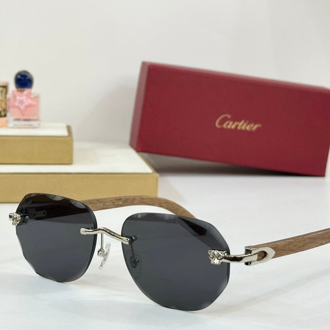 C DE RIMLESS GEOMETRIC FRAME SUNGLASSES 547386 IN METAL AND WOODEN