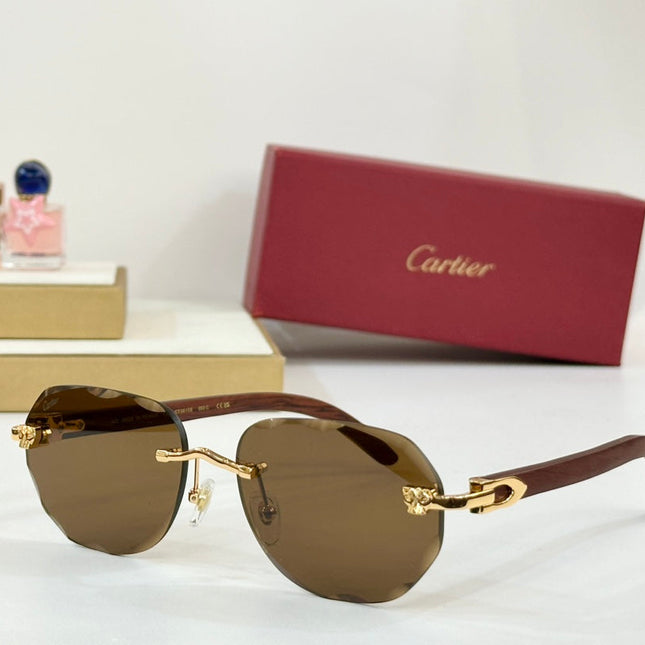 C DE RIMLESS GEOMETRIC FRAME SUNGLASSES 547386 IN METAL AND WOODEN