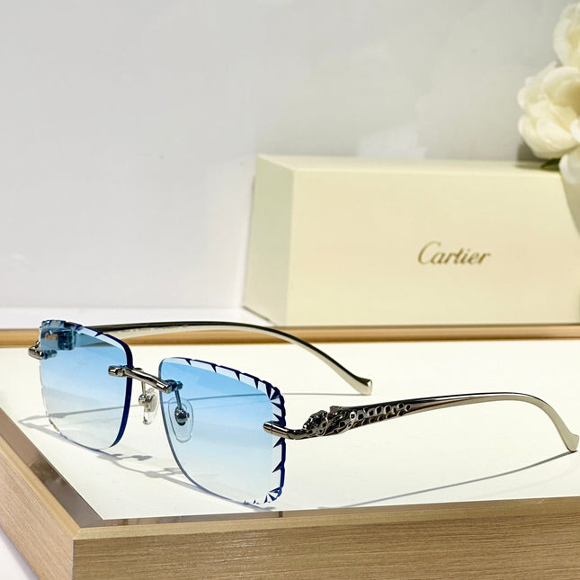 PANTHÈRE RIMLESS SQUARE FRAME SUNGLASSES 580908 IN METAL